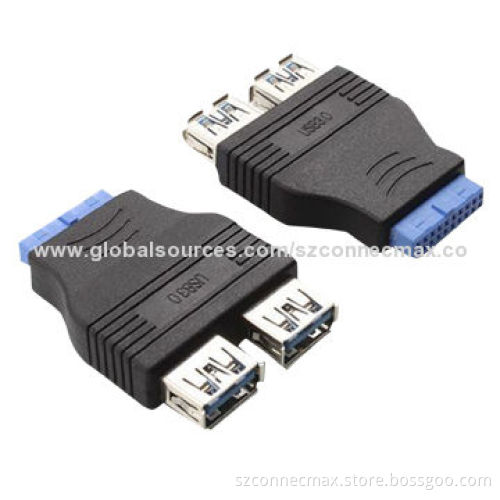 2 Ports USB 3.0 A Female to Motherboard 20 Pin Adapter